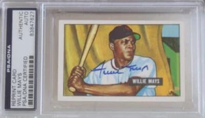 WILLIE MAYS VINTAGE SIGNED 1951 BOWMAN REPRINT ROOKIE RC GIANTS PSA DNA - Picture 1 of 2