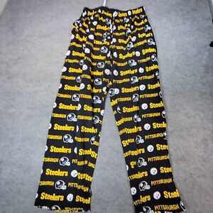 PITTSBURGH STEELERS Pajama Pants Womens Large Black Yellow NFL