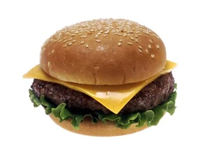 PÓSTER BRILLANTE HAMBURGUESA CON QUESO CARNE IMPRESIÓN FOTOGRÁFICA BANNER 10875 - Imagen 1 de 1