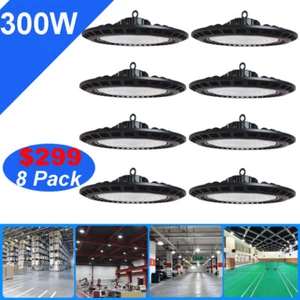 300W LED High Bay Lights 6500K Commercial Led Warehouse Garage UFO Shop Light - Picture 1 of 14