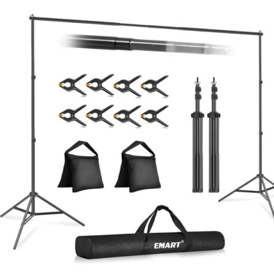 EMART Backdrop Stand 10x7ft(WxH) Photo Studio Adjustable Background Stand... - Image 1 of 4