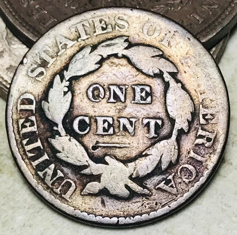 1828 Large Cent Coronet Head 1C Ungraded Worn US Copper Coin CC17307 Cover