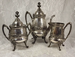 Vintage Reed and Barton Silver Plated Coffee Pot Creamer Sugar Set #2765 (Read) - Picture 1 of 20