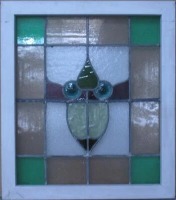 EDWARDIAN BULLSEYE ENGLISH LEADED STAINED GLASS WINDOW 22 1/4" x 17 1/4" - Image 1 of 3