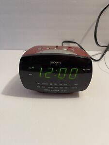 VTG Sony Dream Machine Metallic Red AM/FM Alarm Clock Radio ICF-C111 - Tested