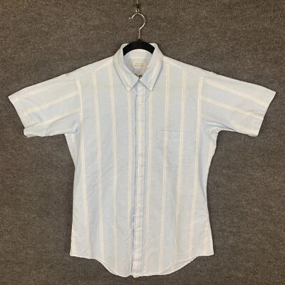 Arrow Brigade Mens Fitted Shirt Size 16 Blue Striped Short Sleeve Button Down - Image 1 of 4