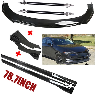 For Mazda Speed 3 6 RX Front Rear Bumper Lip Splitter Spoiler Kit Side Skirts - Image 1 of 4