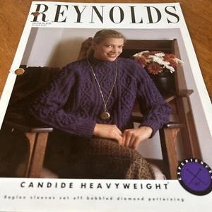 Reynolds Knitting Pattern #347 Diamond Pattern Raglan Pullover Women - Picture 1 of 3