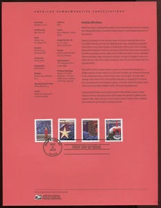 #5145-48 Forever Stamps Holiday Window Views USPS #1638 Souvenir Page FDC - Picture 1 of 1