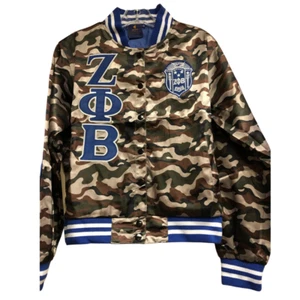 ZETA PHI BETA SORORITY CAMOFLAUGE LETTERMAN JACKET FINER WOMEN HOOD ZETA JACKET - Picture 1 of 1