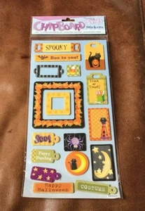 DARICE CHIPBOARDS SPOOKY BOO STICKERS HALLOWEEN THEME FRAMES TAGS CAT PUMPKINS * - Picture 1 of 1