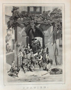 Spanien Tracht Folklore Mantilla Musik Geige Madoline Gitarre Tambourin Wein - Bild 1 von 1