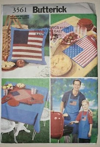BUTTERICK PATTERN 3561 FLAG PACKAGE APRONS TABLECLOTH PLACEMAT PILLOWS UNCUT - Picture 1 of 2
