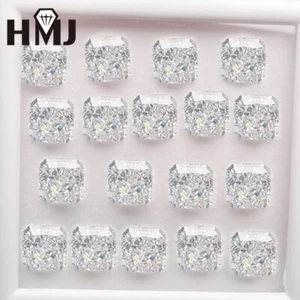 Crushed Ice Cut AAAAA CZ Stone Square Radiant White Diamond 5A Cubic Zirconia - Picture 1 of 11