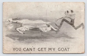 You Can't Get My Goat, Antique Comedy Humor Postcard c1911 P4 - Picture 1 of 2