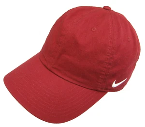 NIKE Men's Red Baseball Cap Swoosh Logo Hat (Adult Adjustable) 100% Cotton - Picture 1 of 3