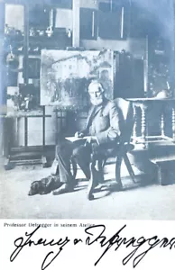 c1900 Franz Defregger Signed Photo Postcard Portrait Artist in Studio - Picture 1 of 1