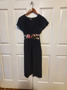Carol Little Kleid Retro 90er Gr. M Kurzarm Tie Back Knielang Schwarz... - Bild 1 von 6