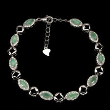 Marquise Emerald 6x3mm Gemstone 925 Sterling Silver Jewelry Bracelet 7 inches