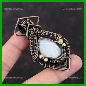 Copper Natural Mother Of Pearl Wire Wrapped Wedding Anniversary Birthday Pendant - Picture 1 of 6