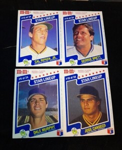 1987 CAL RIPKEN JR. & GEORGE BRETT/DALE MURPHY & JOSE CANSECO RC M&M's STAR CARD