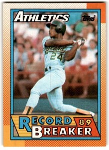 1990 Topps Record Breaker Rickey Henderson #7 Oakland Athletics