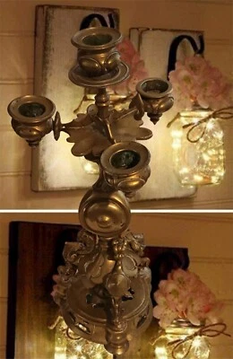 Ancien Chandelier en Bronze Doré - (30 x 15 x 15 cm) ( Excellent Etat) - Photo 1/2