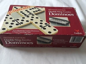 Premier Edition Jumbo Taglia Doppio Nove Set Completo Domino 1993 Vintage  - Foto 1 di 6