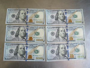 $100 Hundred Dollar Federal Reserve Star Note (Lot of 6) Series 2013