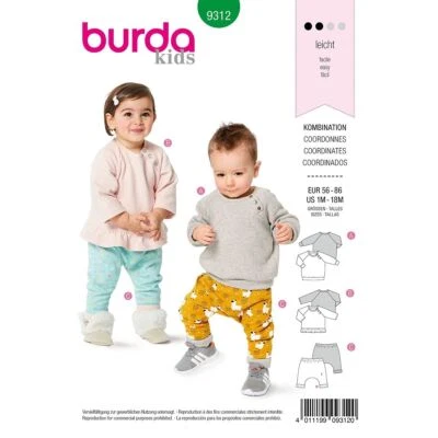 BURDA KIDS 9312 COORDINATES CHILD'S Sewing Pattern Ages 1-18 Month  Skill: EASY - Image 1 of 4