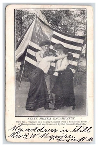 Women Boxing State Militia Encampment Patriotic Propaganda US Military Army Navy - Picture 1 of 2