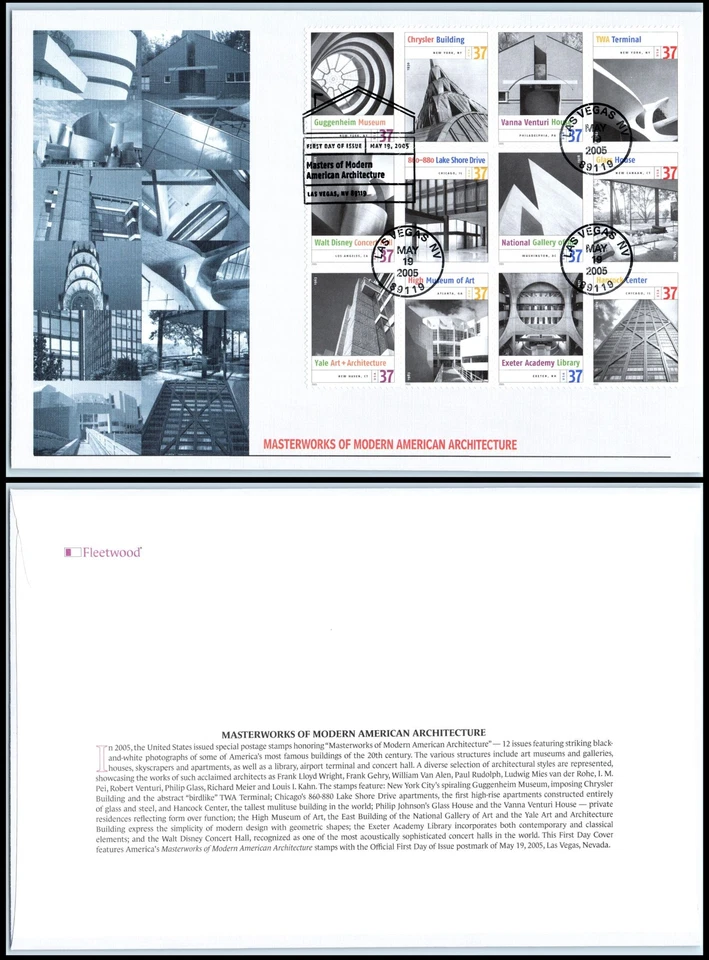 2005 Masterworks of Modern American Architecture Sc 3910 block of 12 Fleetwood - Image 1 of 1