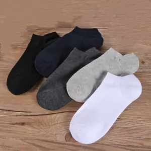 5 Pairs Men Classic Sport Ankle Classic Casual Low Cut Solid Cotton Crew Socks - Picture 1 of 10