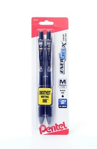 NEW Pentel EnerGelX Roller Gel Pens 0.7mm Medium Point Black 2 Pack - Picture 1 of 2