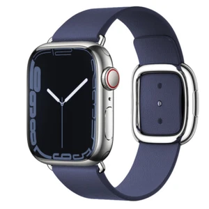 Genuine Leather Modern Buckle Strap Band For Apple Watch Ultra SE 10/9/8/7/6/5/4 - Picture 1 of 22