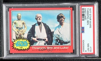 1977 Topps Star Wars C-3PO Obi-Wan Kenobi Luke Skywalker #119 PSA 8 1e8j - Image 1 of 3
