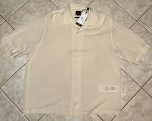 Armani Exchange A|X Boxy Fit Short Sleeve Shirt Men's S Viscose Beige NWT - Picture 1 of 8