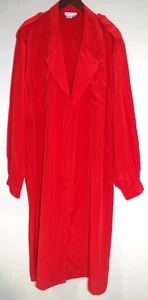 C19 - PAT EVANS New Vintage Red COAT DRESS 16 100% Silk Button Down Oversized - Bild 1 von 7