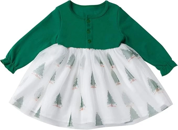 NEW Girls Holiday Christmas Tree Tutu Princess Dress red or green sizes 0-12 mo. - Image 1 of 1
