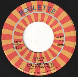 Three Degrees Maybe 7" vinyl USA Roulette 1970 R7079 - Picture 1 of 2