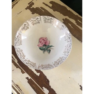 Crooksville Vintage Delmar Rose Coupe 8" Soup Bowl 22K Gold Inlay - Picture 1 of 5