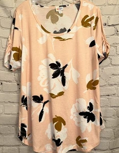 LuLaRoe Women’s Multicolored Floral Rouched Sleeves T-shirt XL Stretchy - Bild 1 von 12