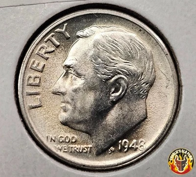 1948 S Silver Roosevelt Dime 10c Ten Cent Coin BU (LOT of 10 Coins) 90% Silver - Image 1 of 4