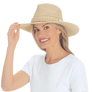 Stylish Wide Brimmed Braided Trim Straw Hat - Picture 1 of 3