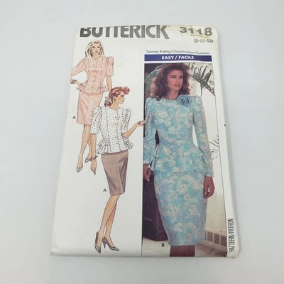 Butterick 3118 Peplum Jacket Blazer Top Skirt Suit Sewing Pattern Womens 8 10 12 - Image 1 of 4