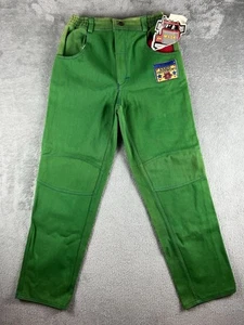 Vintage 90s Boys Mack Truck Carpenter Work Jeans Green Size M (12) 26x26 - Picture 1 of 7
