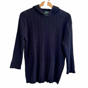 Suéter con Capucha Lauren Ralph Lauren Para Mujer Tejido con Cable Talla XL Azul Marino Preppy Dinero Antiguo - Imagen 1 de 5