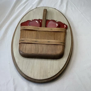 Wooden 3-d Apples In A Basket Country Farmhouse  - Picture 1 of 5