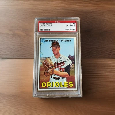 1967 Topps #475 Jim Palmer PSA 6 EX-MT - Image 1 of 3