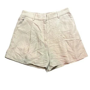 H&M Linen Blend Shorts Women's Size 8 Pleated Front Lightweight Casual - Picture 1 of 4